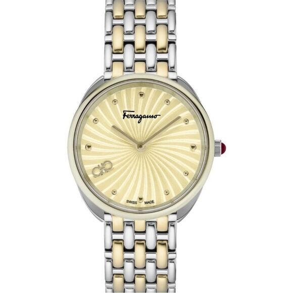 ✨ Salvatore Ferragamo Two-Tone Watch - 34mm - New with Tags, Comes in Box - Picture 1 of 5